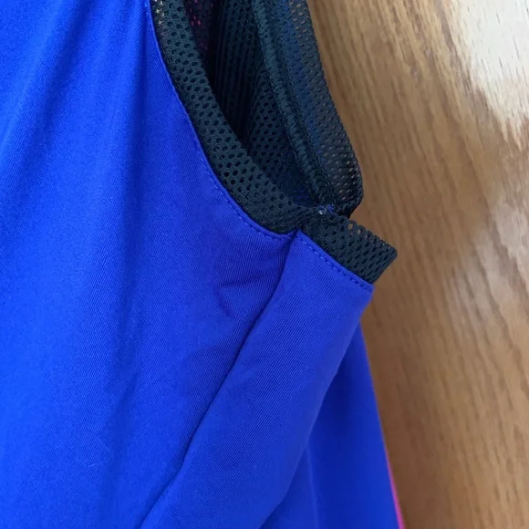 Fabletics Maxi Dress Racerback Mesh Size Small Blue Pink - Picture 10 of 15